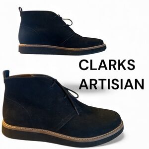 Clarks Artisan Black Suede Chukka Ankle Boots Women’s 7 Lace-Up Desert Boot